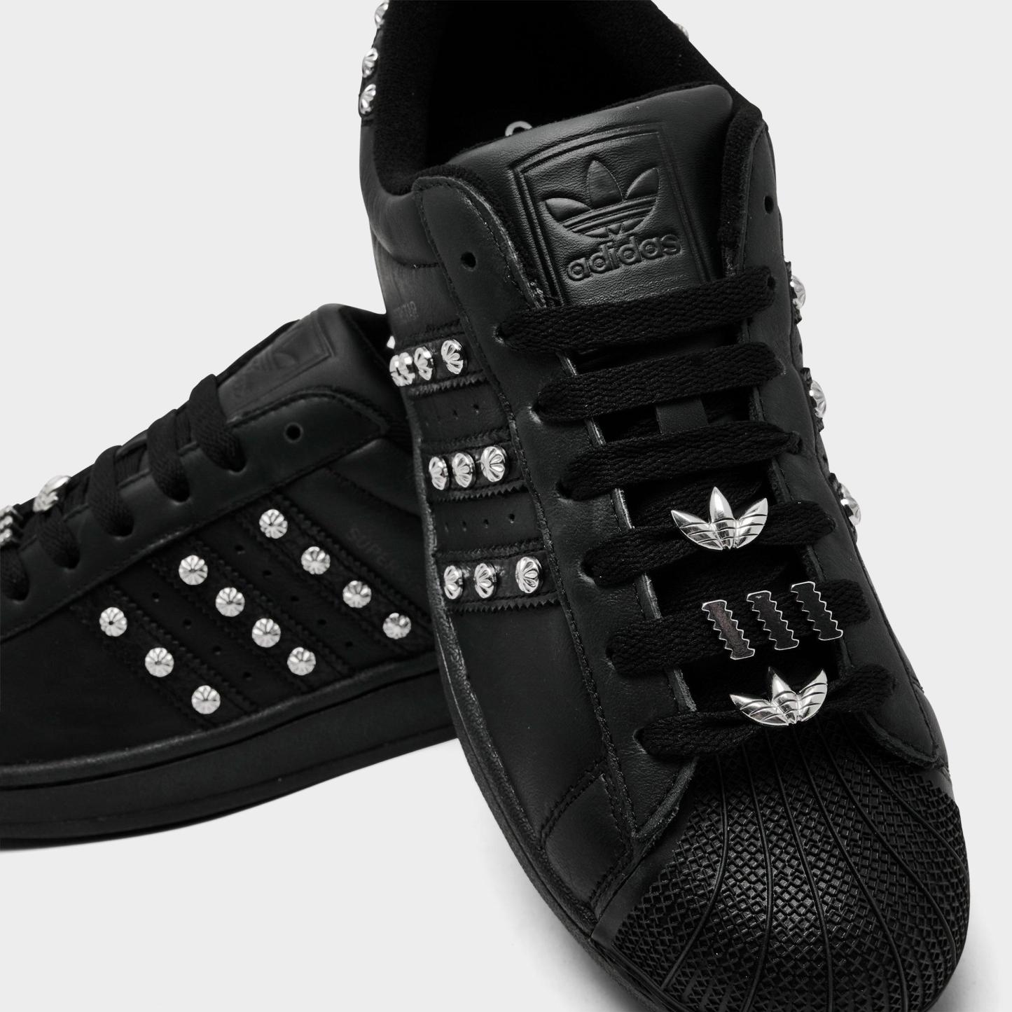 Men's adidas Originals Superstar II Casual Shoes - Part 1 - Core Black/Core Black/Silver Metallic - Detail shot
