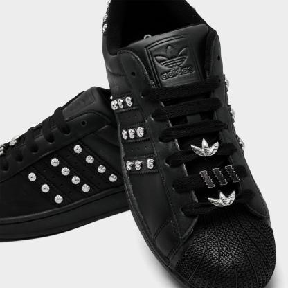 Men's adidas Originals Superstar II Casual Shoes - Part 1 - Core Black/Core Black/Silver Metallic - Detail shot