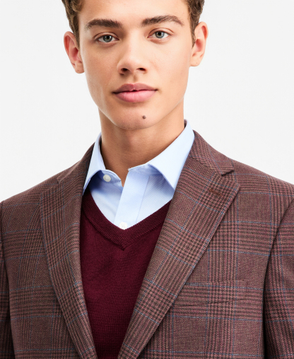 Tommy Hilfiger Men's Modern-Fit Patterned Sport Coat - Brown Wine