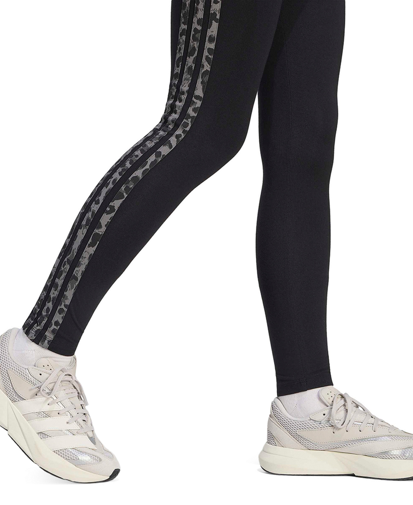 adidas Women's Seasonal Essentials Animal Print 3-Stripes Leggings - Black/multicolor/grey Four