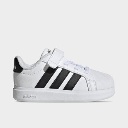 Kids' Toddler adidas Streettalk Hook-And-Loop Stretch Lace Casual Shoes - Footwear White/Core Black - Left shoe facing left. Outside of the shoe.
