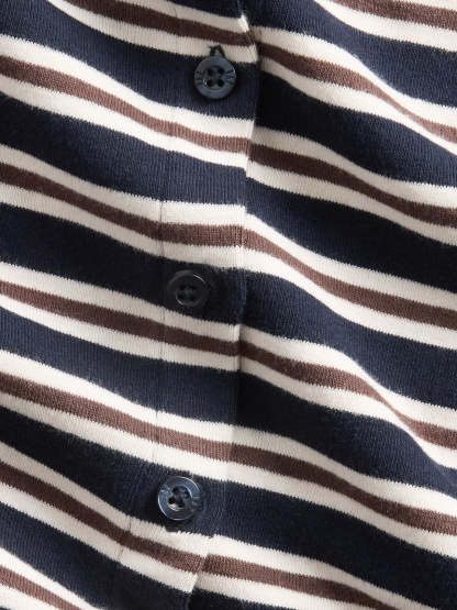 Modern Crewneck Cardigan - Navy blue stripe