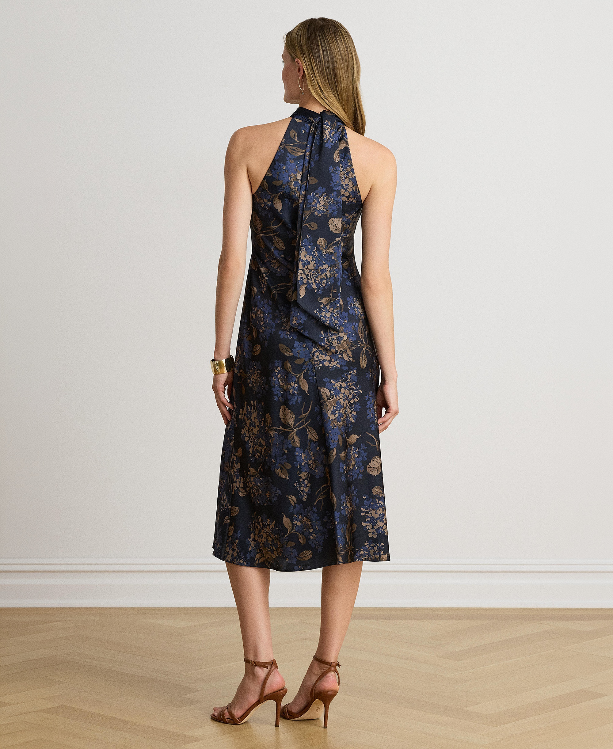 Lauren Ralph Lauren Women's Floral Tie-Neck Halter Cocktail Dress - Navy multi