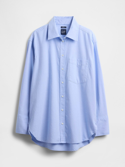 Organic Cotton Poplin Big Shirt - Shirting blue