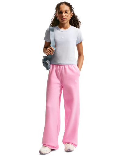 Nike Girls' 7-16 Sportswear Studio Fleece Wide Leg Pants - Pink Rise