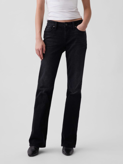 Low Rise Long & Lean Split-Hem Jeans - Black wash