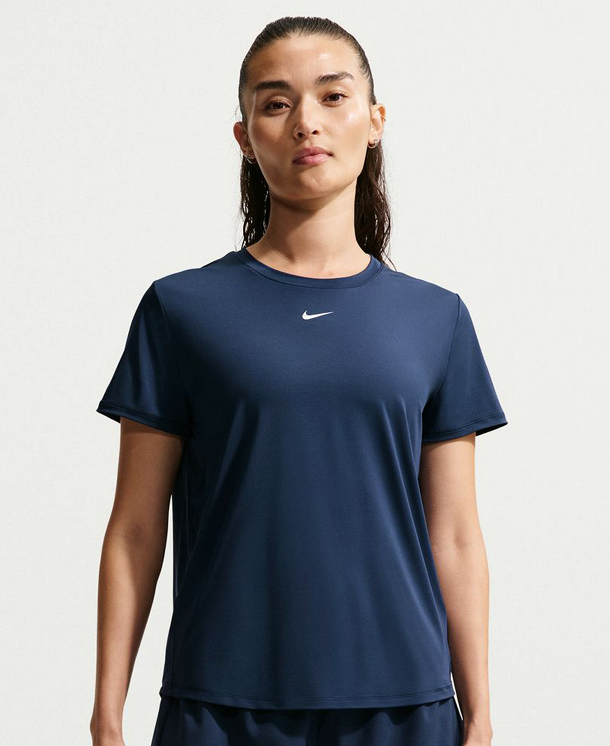 Nike Women's One Classic Dri-Fit Short-Sleeve Top - Midnight Navy/White