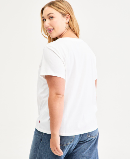 Levi's Trendy Plus Size Perfect Logo Cotton T-Shirt - Bandana Bright White