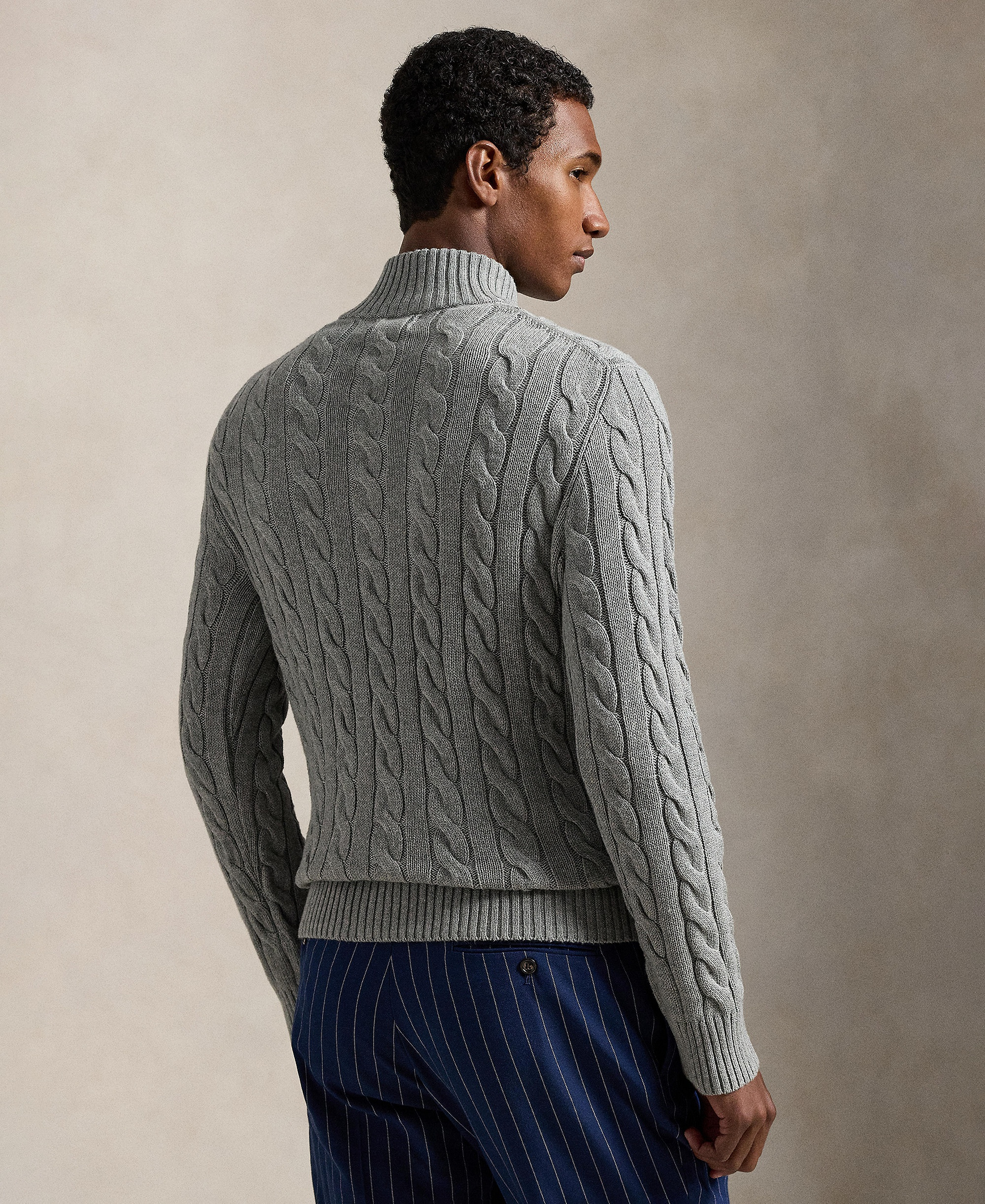 Polo Ralph Lauren Men's Cable-Knit Cotton Sweater - Fawn Gray Heather