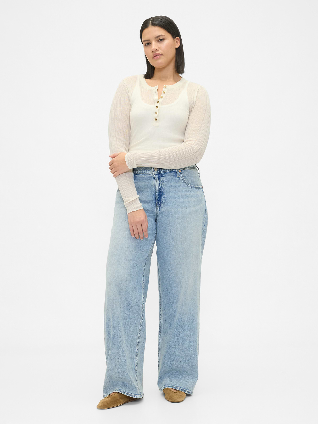 Low Rise Drawcord '90s Loose Jeans - Light blue indigo