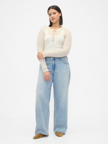 Low Rise Drawcord '90s Loose Jeans - Light blue indigo