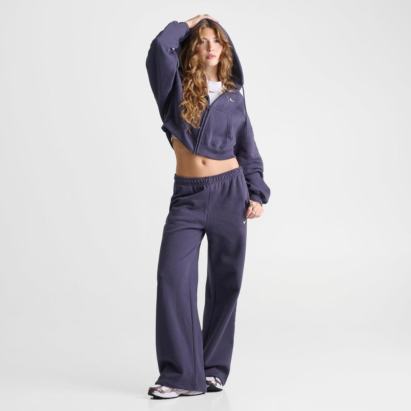 Women's Nithtke Studio Fleece Medium-Weight Oversized Cropped Full-Zip Hoodie - Gridiron/Sail