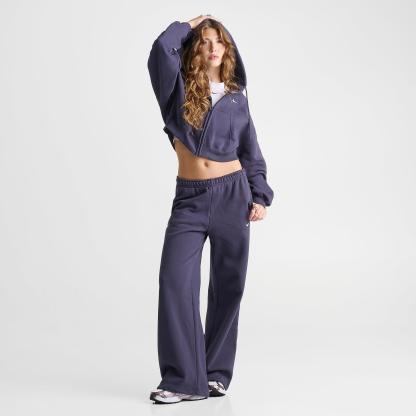 Women's Nithtke Studio Fleece Medium-Weight Oversized Cropped Full-Zip Hoodie - Gridiron/Sail