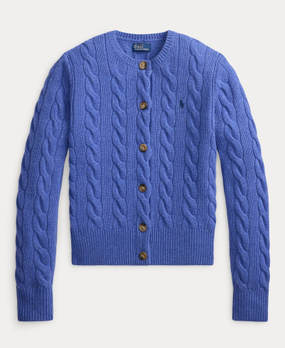 Polo Ralph Lauren Women's Cable-Knit Wool-Cashmere Cardigan Sweater - Dockside Blue Heather