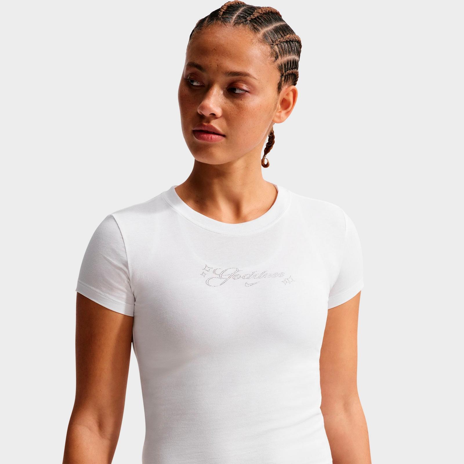 Women's Nike Sportswear Chill Knit Goddess Slim Cropped T-Shirt - White