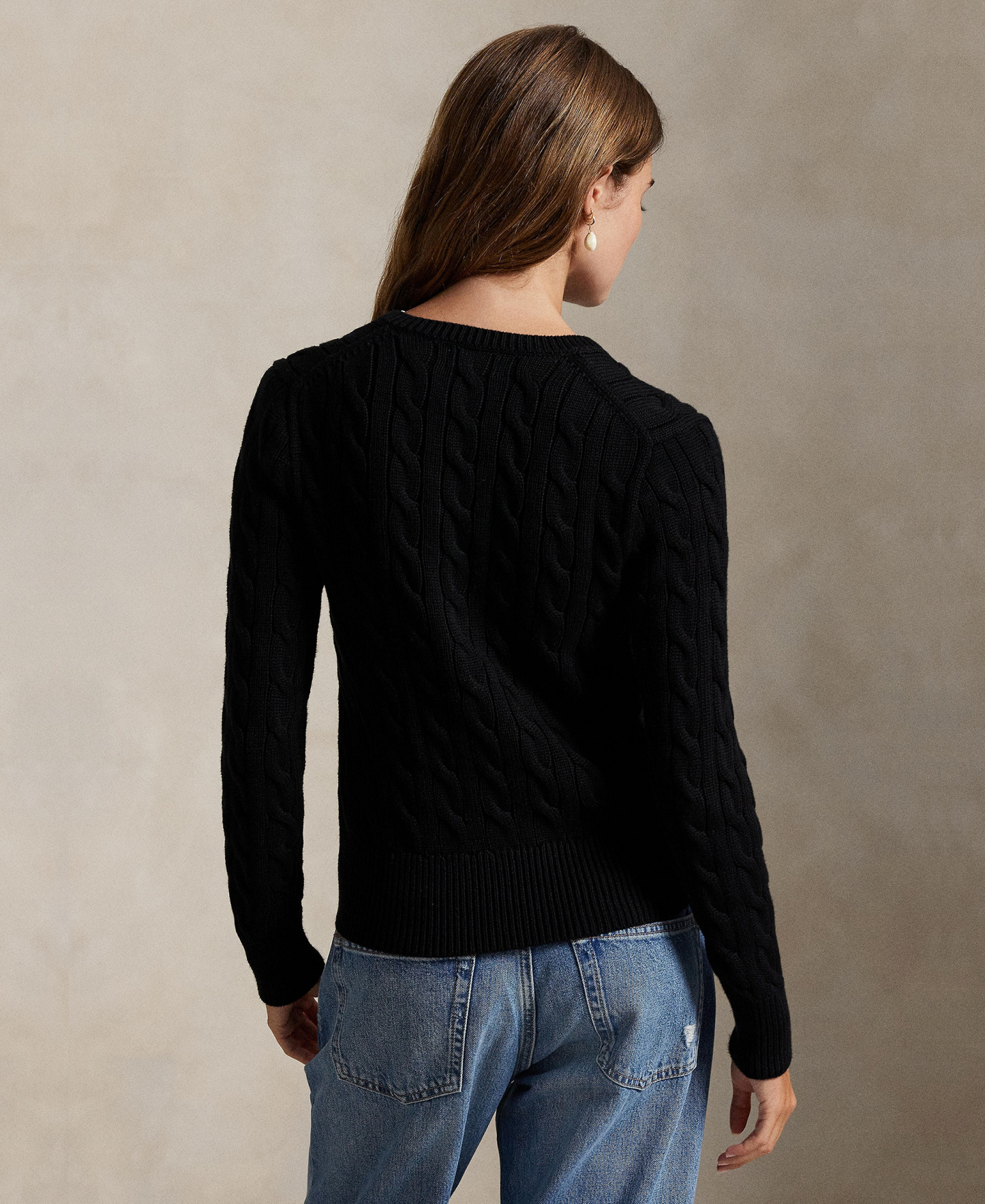 Polo Ralph Lauren Women's Cable-Knit Cotton Crewneck Cardigan Sweater - Polo Black