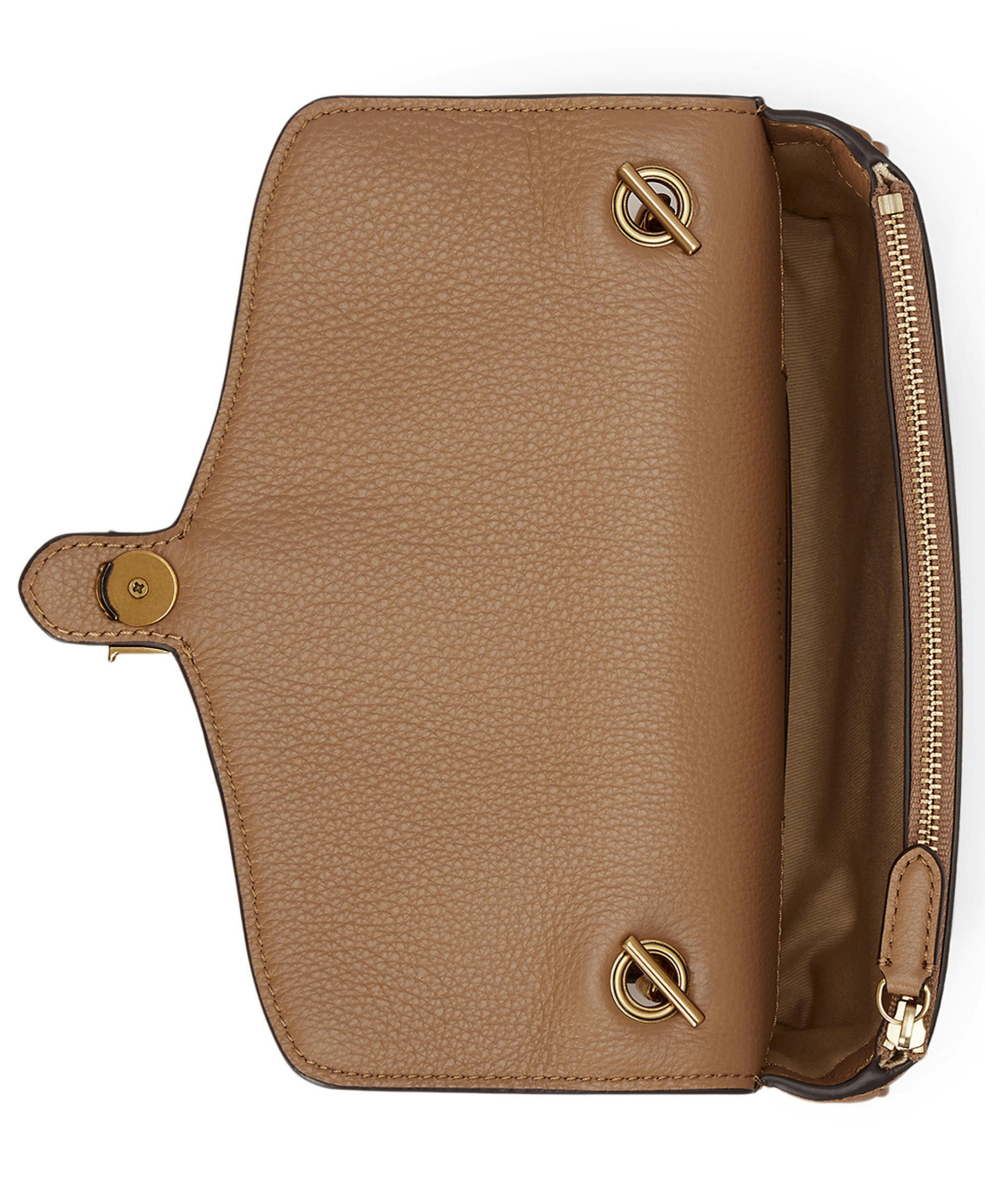 Lauren Ralph Lauren Bradley Small Pebbled Leather Crossbody Wallet - Camel