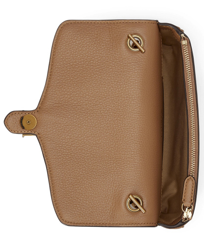 Lauren Ralph Lauren Bradley Small Pebbled Leather Crossbody Wallet - Camel