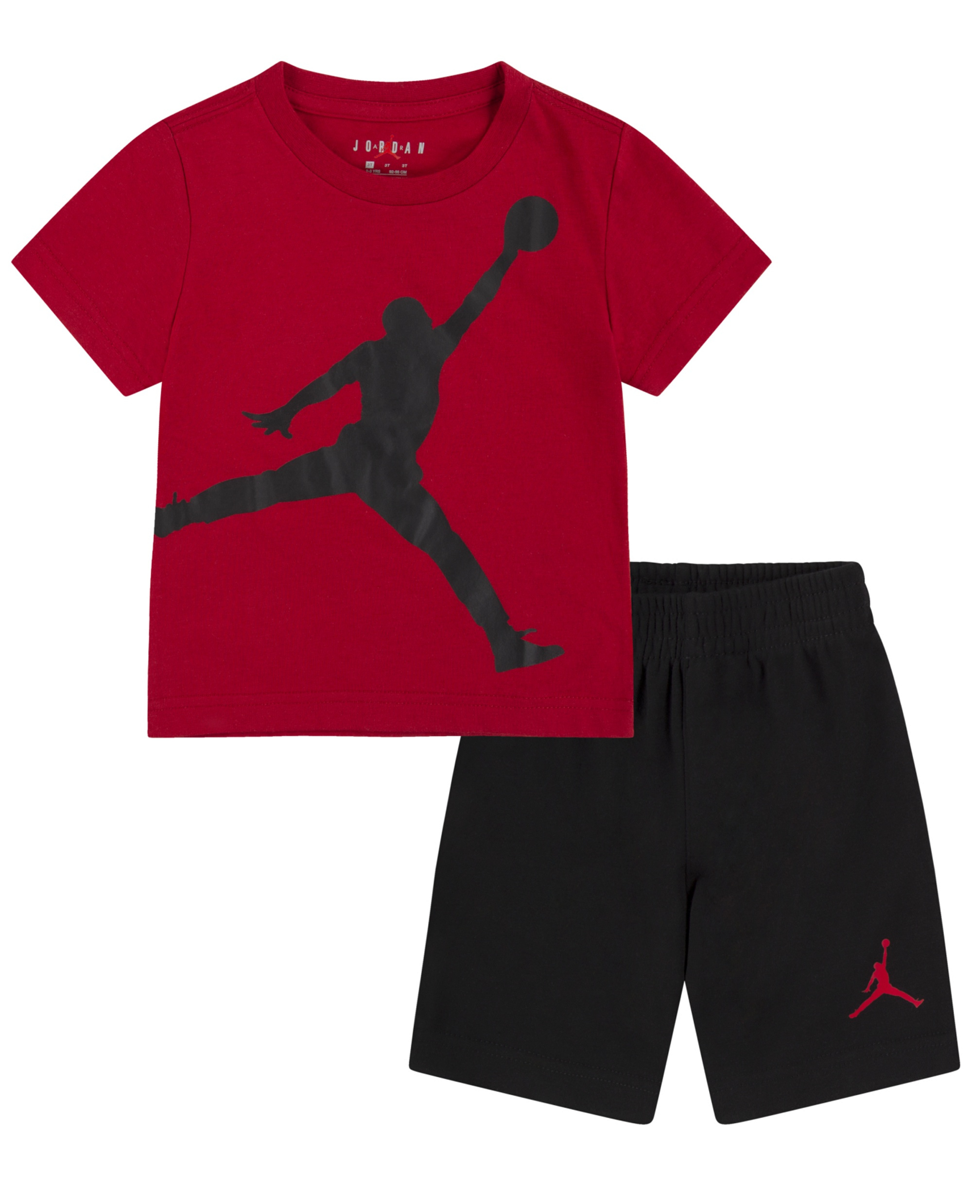 Jordan Boys' 2T-4T Jumbo Jumpman T-Shirt and Shorts, 2-Piece Set - Black/Red