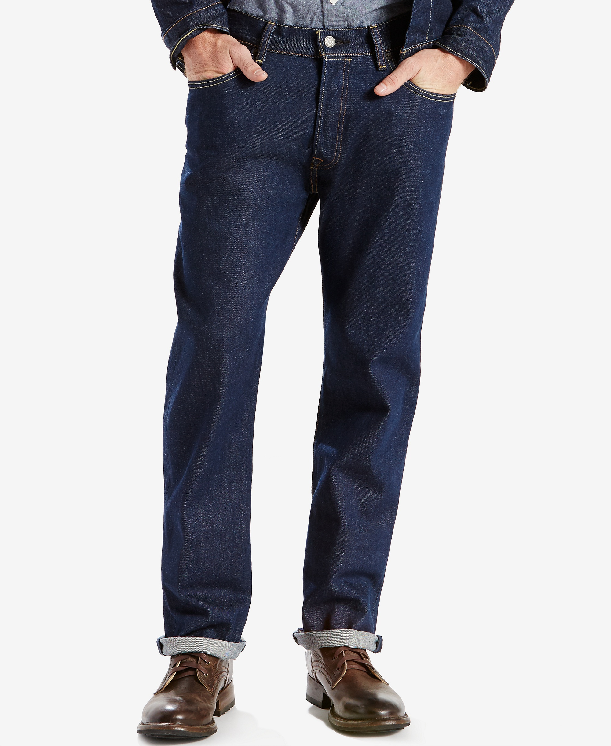 Levi's Men's 501 Straight-Fit Button Fly Stretch Jeans - The rose stretch
