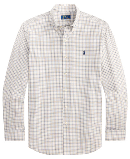 Polo Ralph Lauren Men's Stretch Poplin Shirt - White Classic Camel Multi