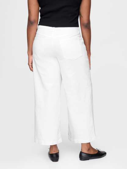 High Rise Stride Wide-Leg Ankle Jeans - Optic white