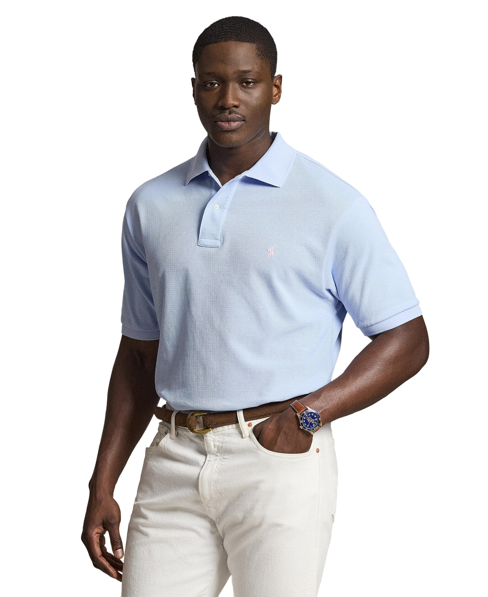 Polo Ralph Lauren Men's Big & Tall Cotton Short-Sleeve Polo Shirt - Pebble Blue/C3115