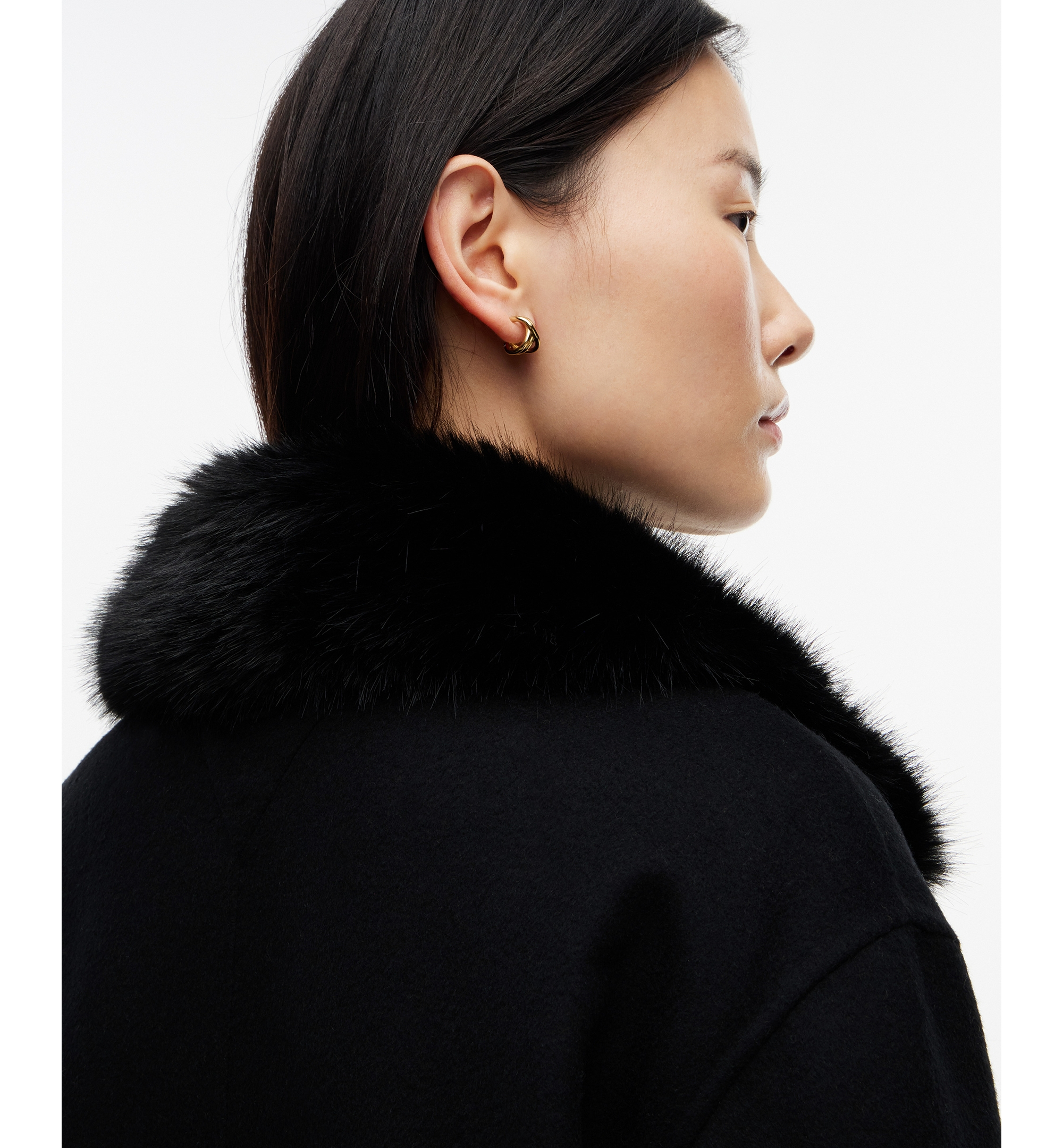 Tommy Hilfiger Women's Wool-Blend Cropped Jacket with Faux Fur - Black