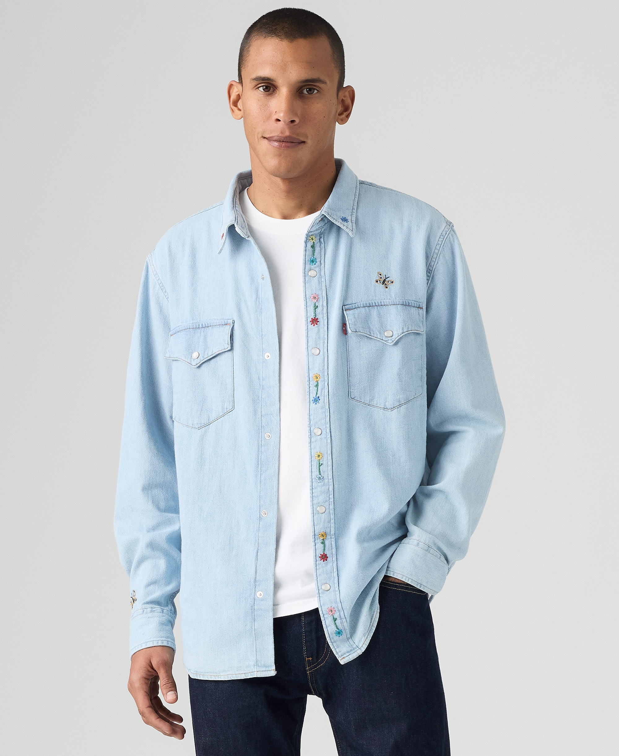Levi's Men's Premium Relaxed-Fit Western Embroidered Shirt - Spring Flowers