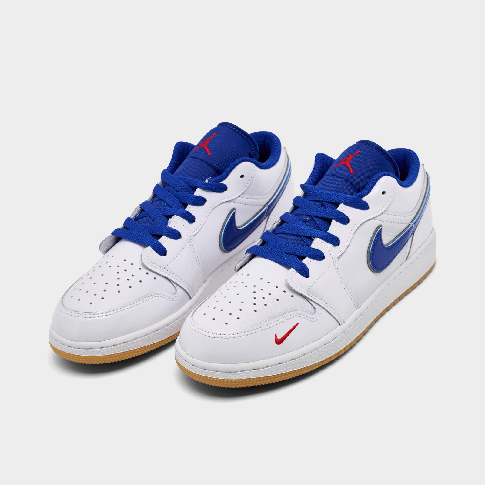 Big Kids' Air Jordan Retro 1 Low SE Casual Shoes - White/Old Royal/Gum Yellow/University Red - view 2