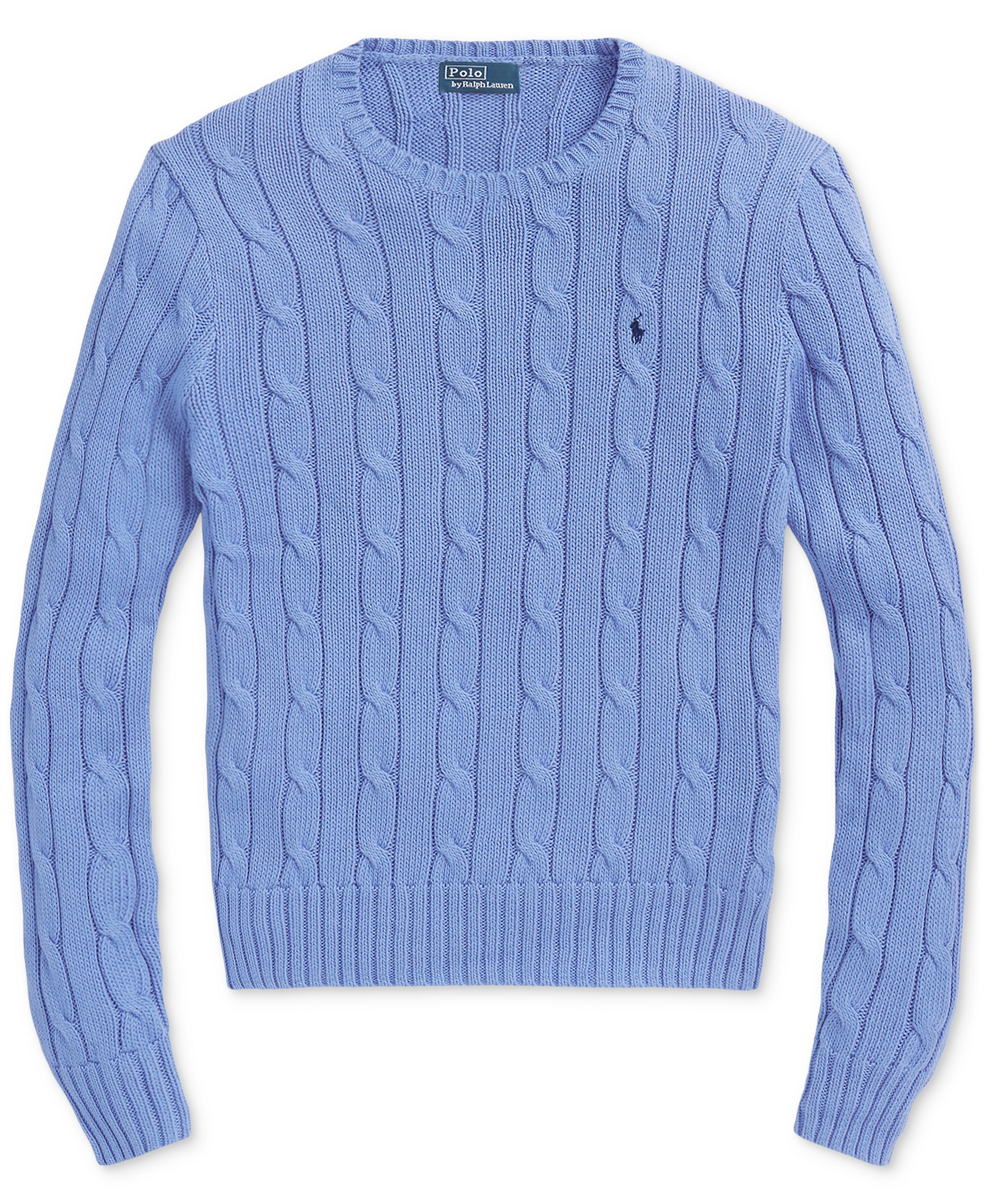 Polo Ralph Lauren Women's Cable-Knit Cotton Crewneck Sweater - New Litchfield Blue