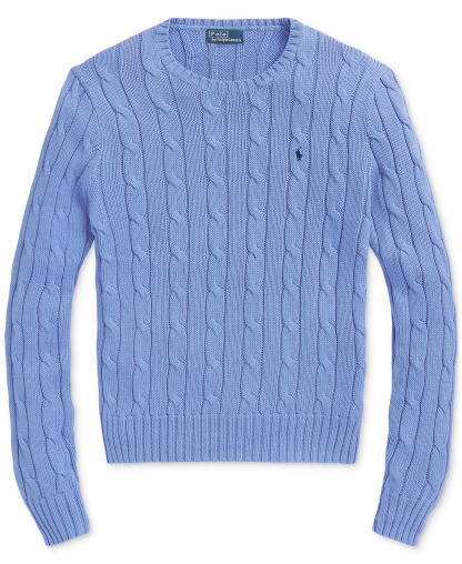 Polo Ralph Lauren Women's Cable-Knit Cotton Crewneck Sweater - New Litchfield Blue