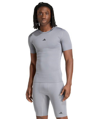 adidas Men's Tech-Fit Compression Crewneck T-Shirt - Gray