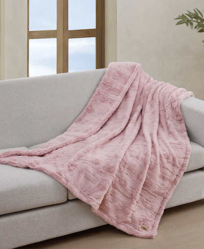 UGG® Valor Textured Faux Fur Throw, 50" x 70" - Lotus Blossom