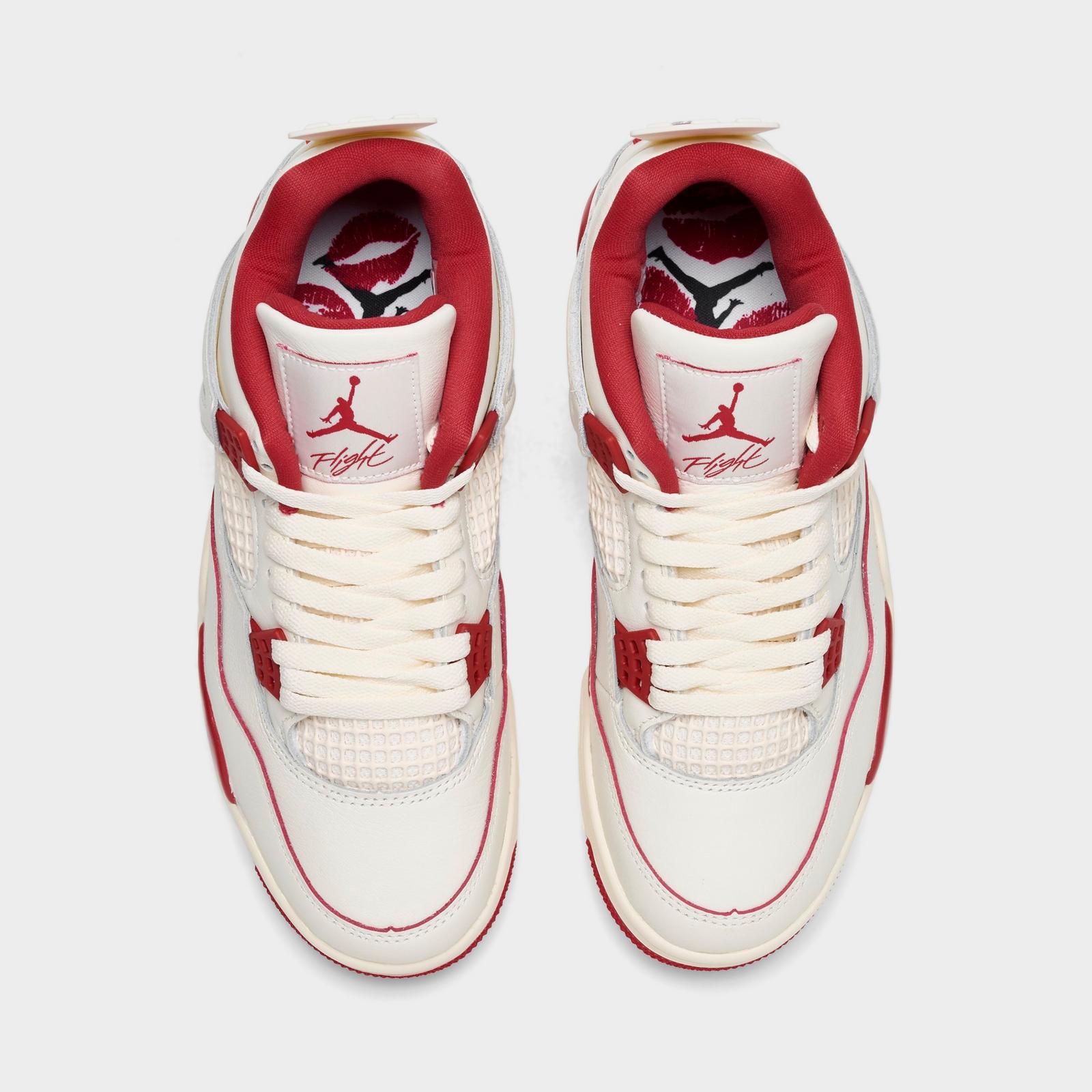 Women's Air Jordan Retro 4 Casual Shoes - Pale Ivory/Sierra Red/Tough Red - view 5