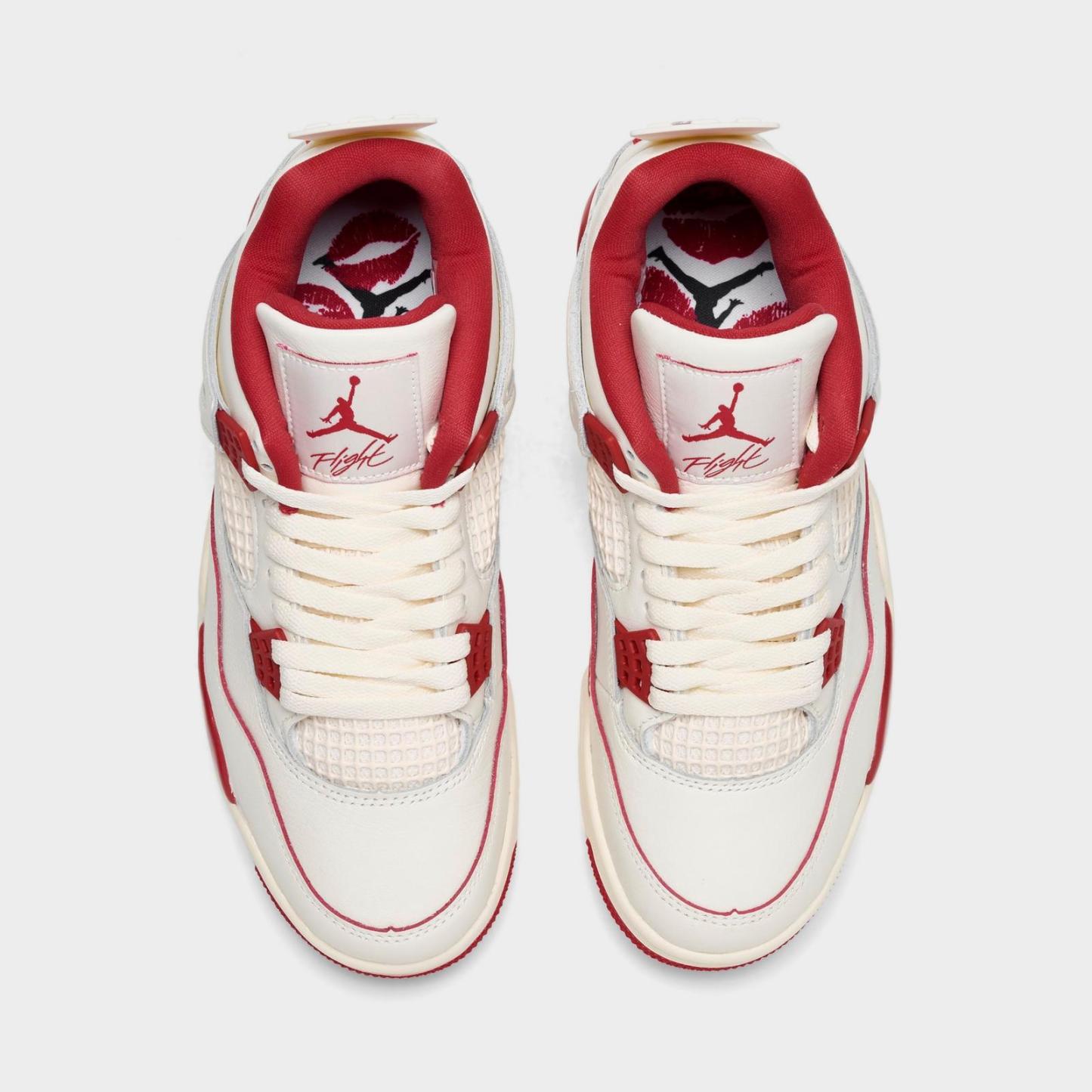 Women's Air Jordan Retro 4 Casual Shoes - Pale Ivory/Sierra Red/Tough Red - view 5