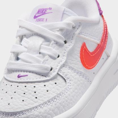 Infant and Kids' Toddler Nithtke Force 1 Low Casual Shoes - Part 1 - White/Turf Orange/Bright Violet - Detail shot