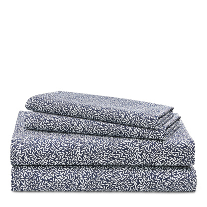 Lauren Ralph Lauren Spencer Leaf Sheet Set, Queen - Navy Leaf