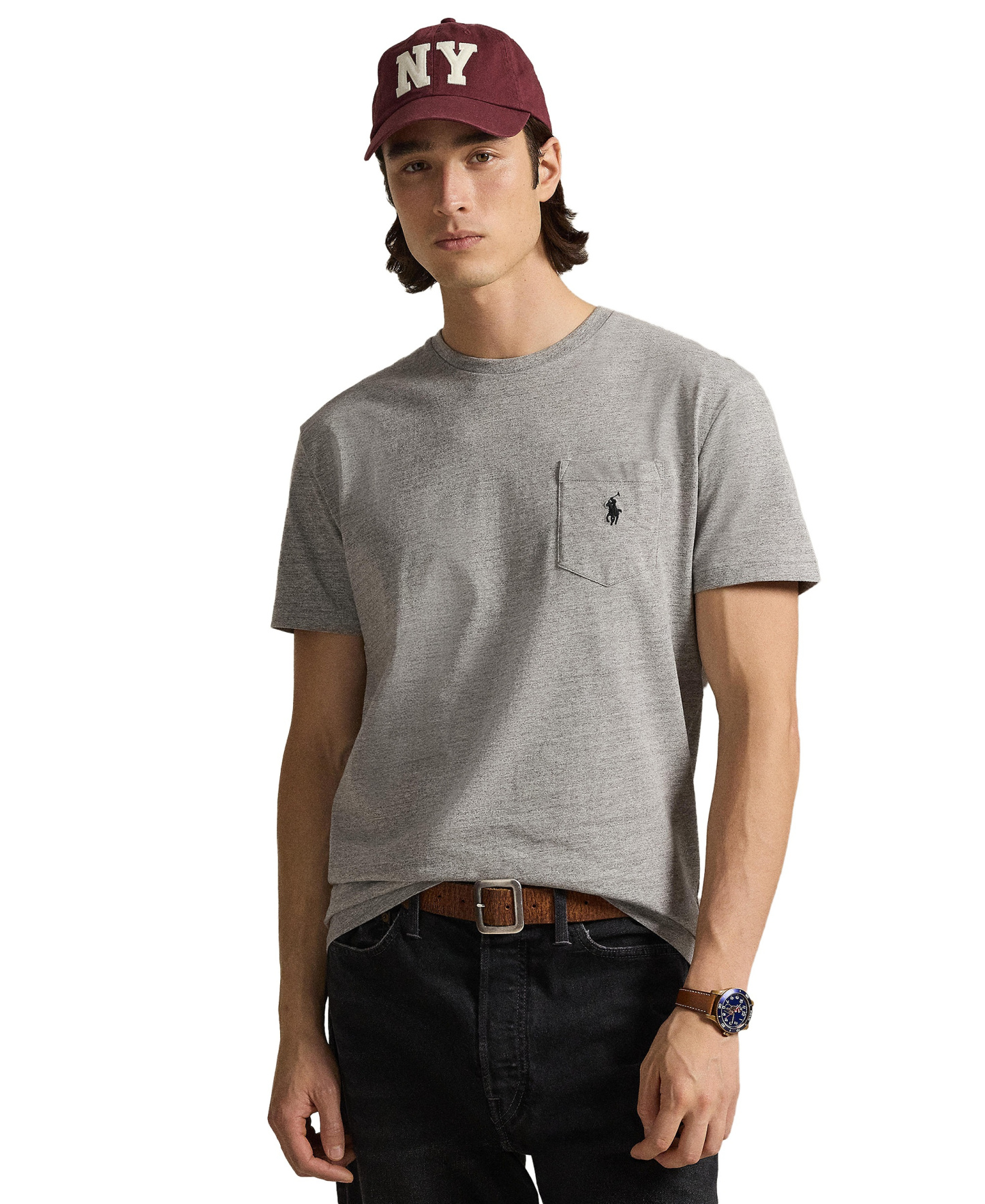 Polo Ralph Lauren Men's Classic-Fit Crewneck Pocket T-Shirt - Dark Vintage Heather