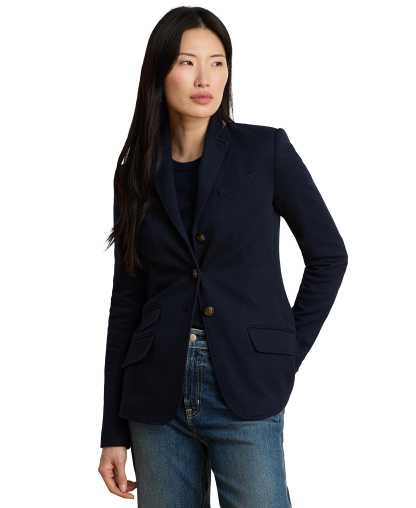 Lauren Ralph Lauren Women's Herringbone Notch Lapel Blazer - Lauren Navy