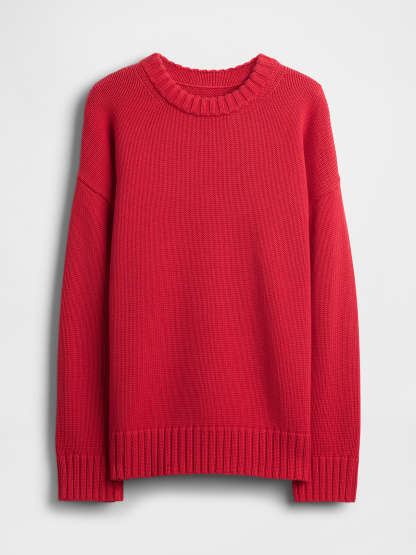 100% Cotton Oversized Sweater - Modern red