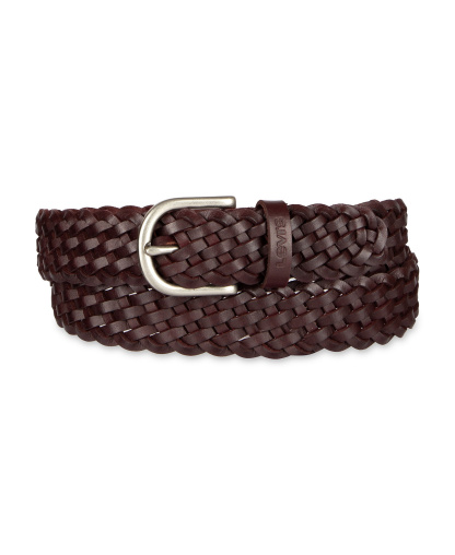 Levi's Women's Fully Adjustable Leather Braided Belt - Burgundy