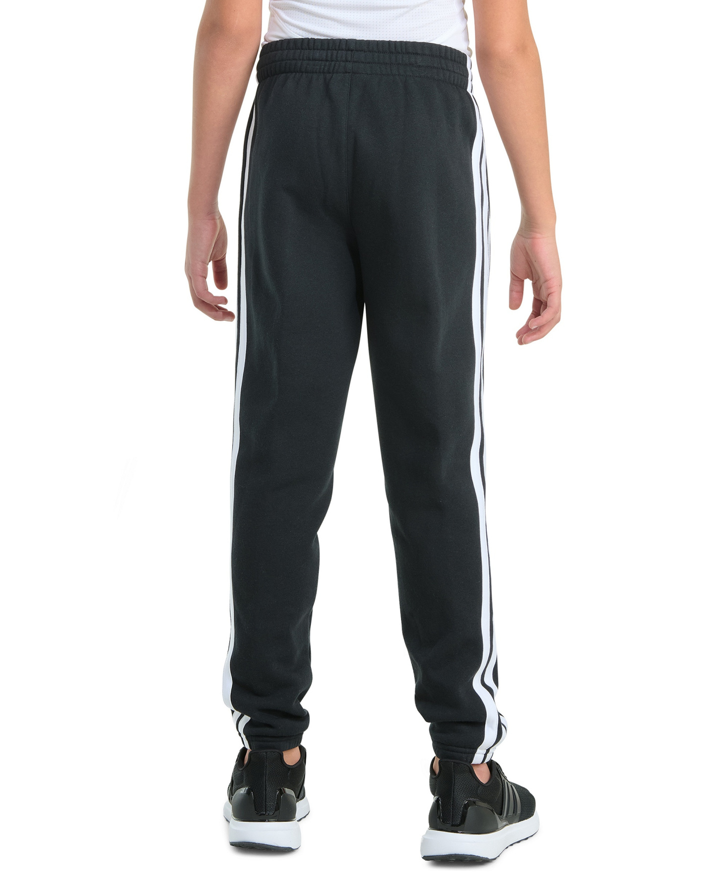 adidas Boys' 8-20 Essential 3-Stripe Fleece Cuffed Jogger Pants - Black