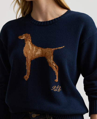 Lauren Ralph Lauren Women's Cotton Dog Sweater - Lauren Navy Multi