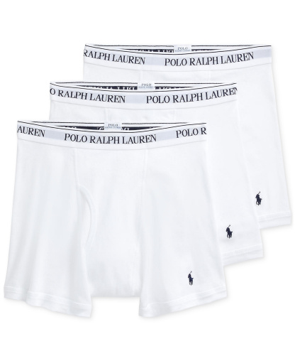 Polo Ralph Lauren Men's 3-Pack Classic Cotton Boxer Briefs - White