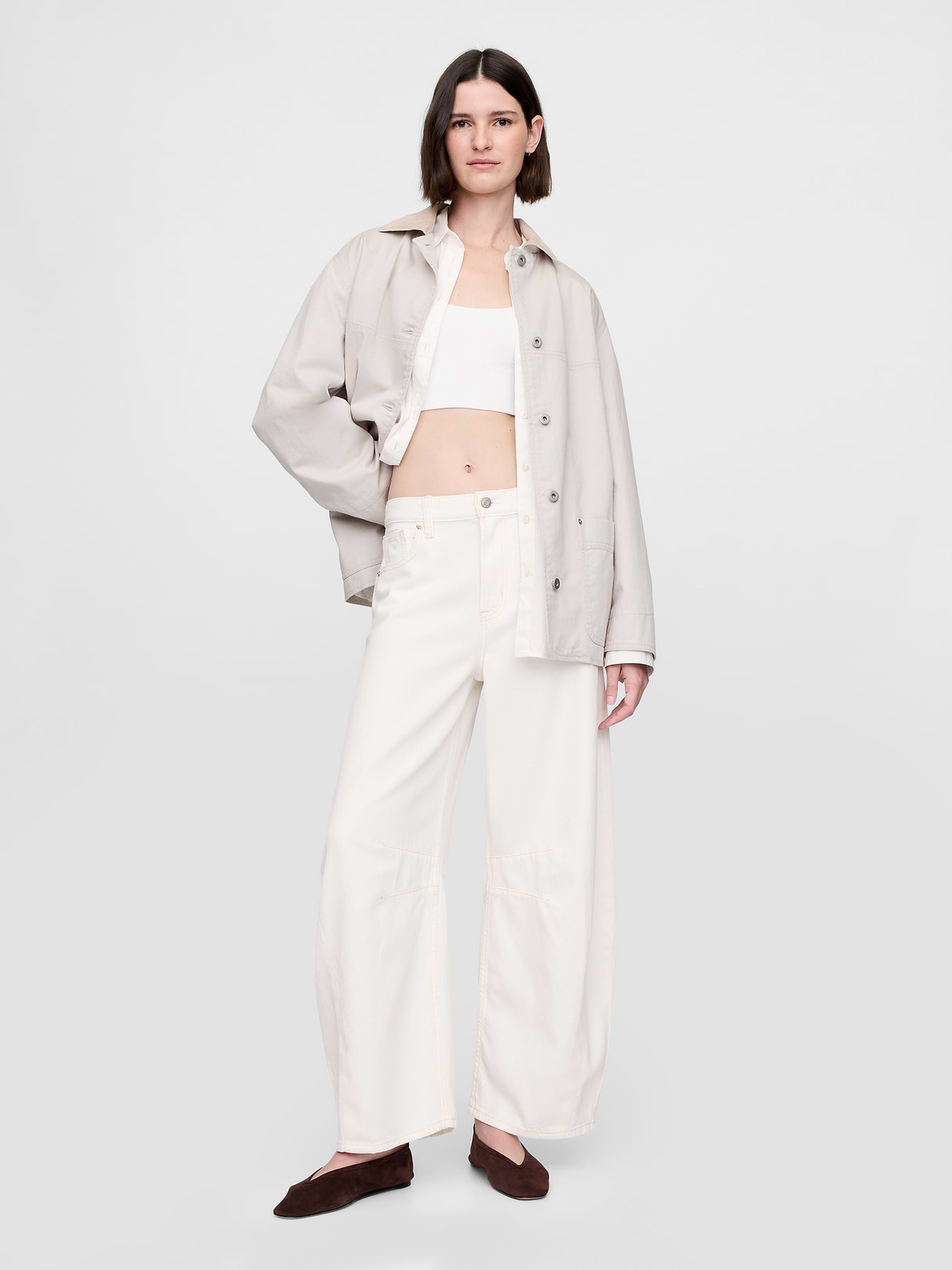 High Rise UltraSoft Crossover Horseshoe Jeans - New off white