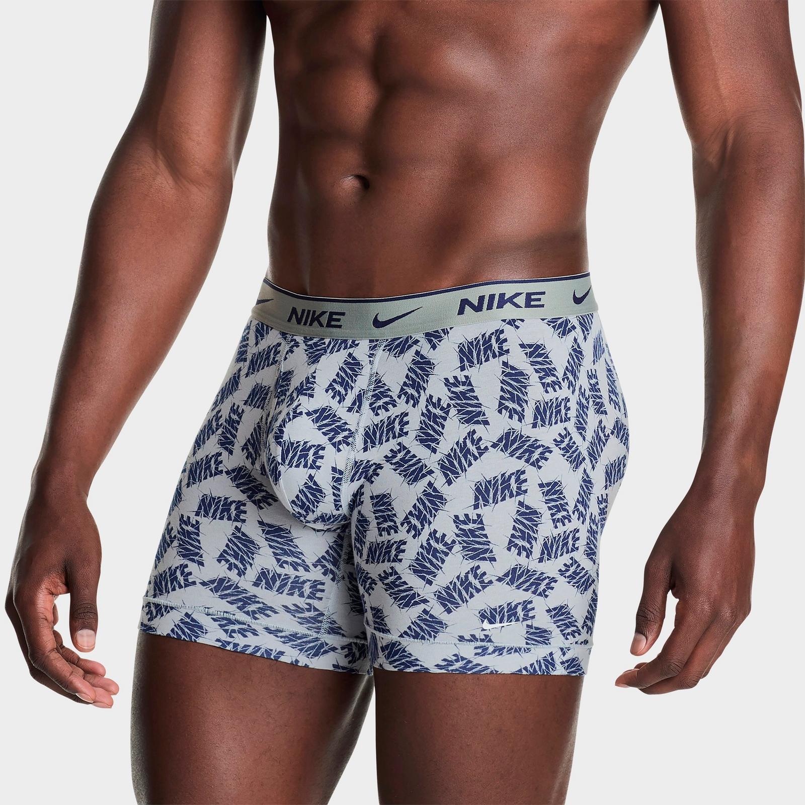 Men's Nike Stretch Cotton Boxer Briefs (3-Pack) - Wolf Grey Allover Print/Dark Team Red/Blue