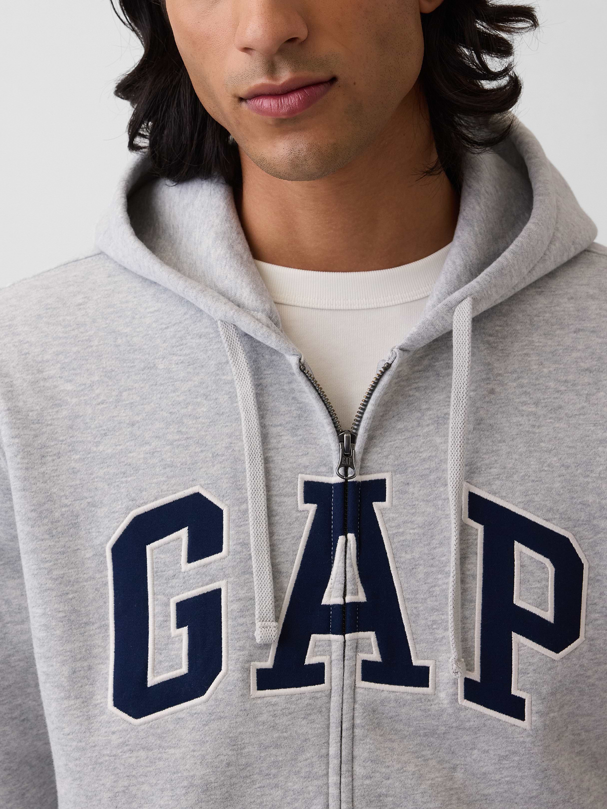 Adult VintageSoft Arch Logo Zip Hoodie - Light heather grey