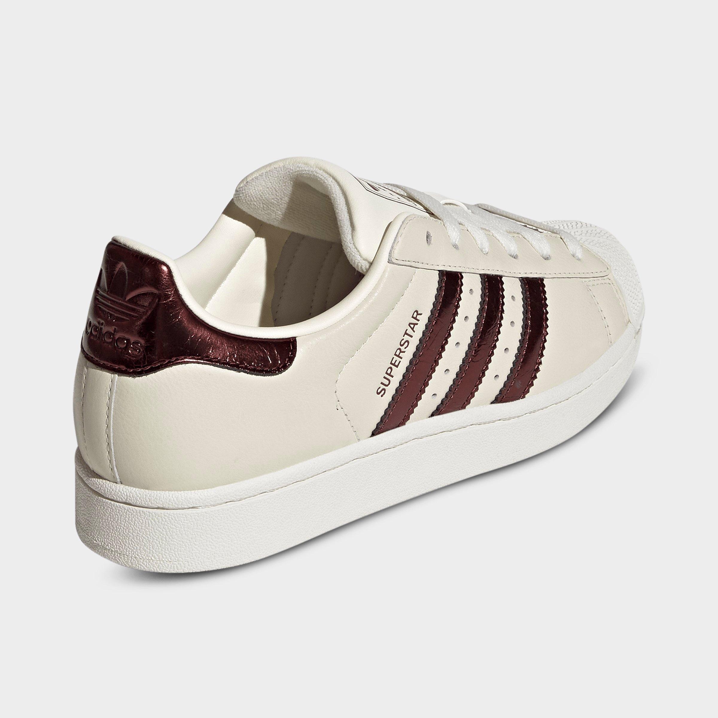 Women's adidas Originals Superstar II Casual Shoes - Off White/Maroon/Gold Metallic - Back view