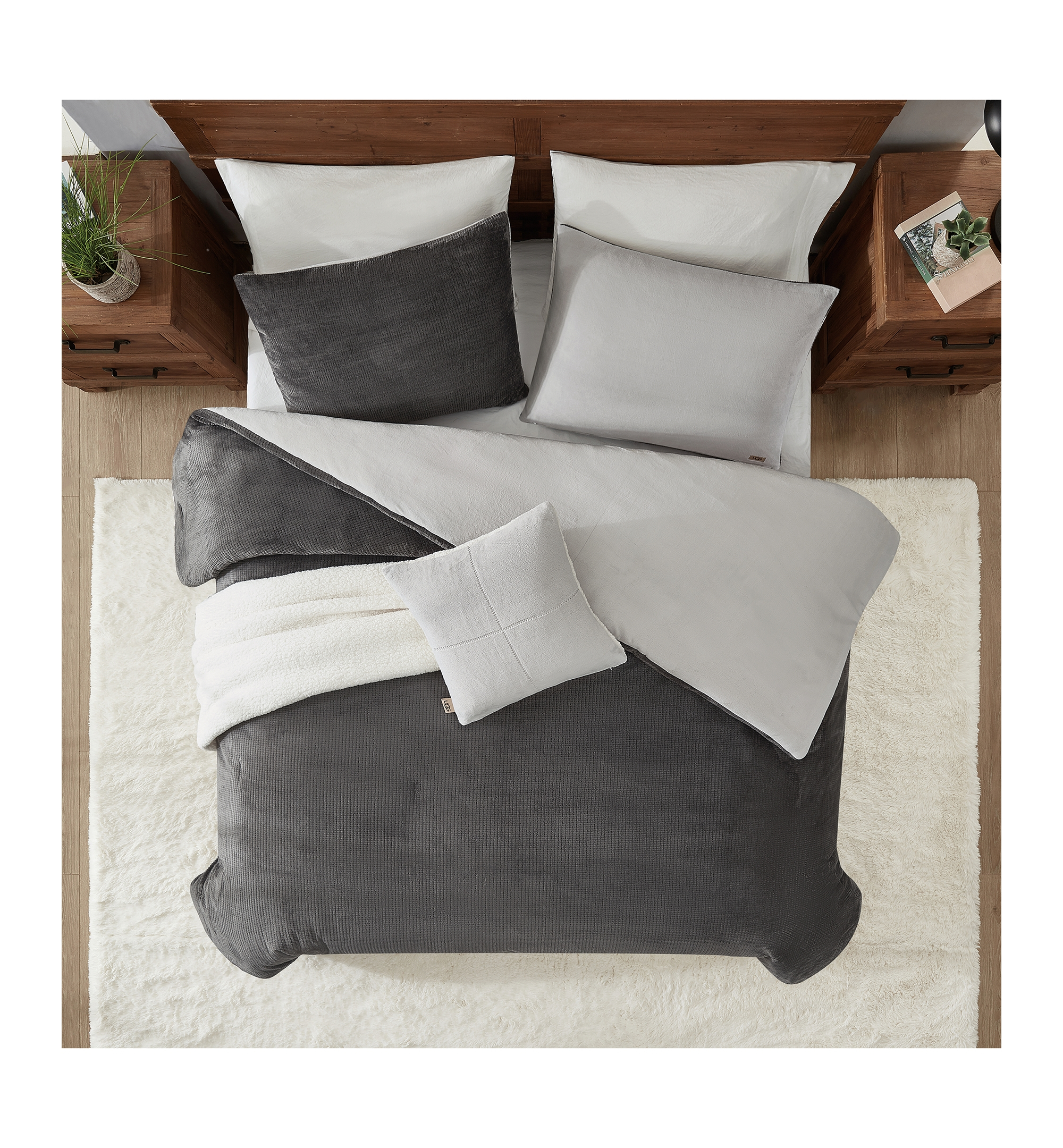 UGG® Brody Reversible Comforter Sets - Charcoal